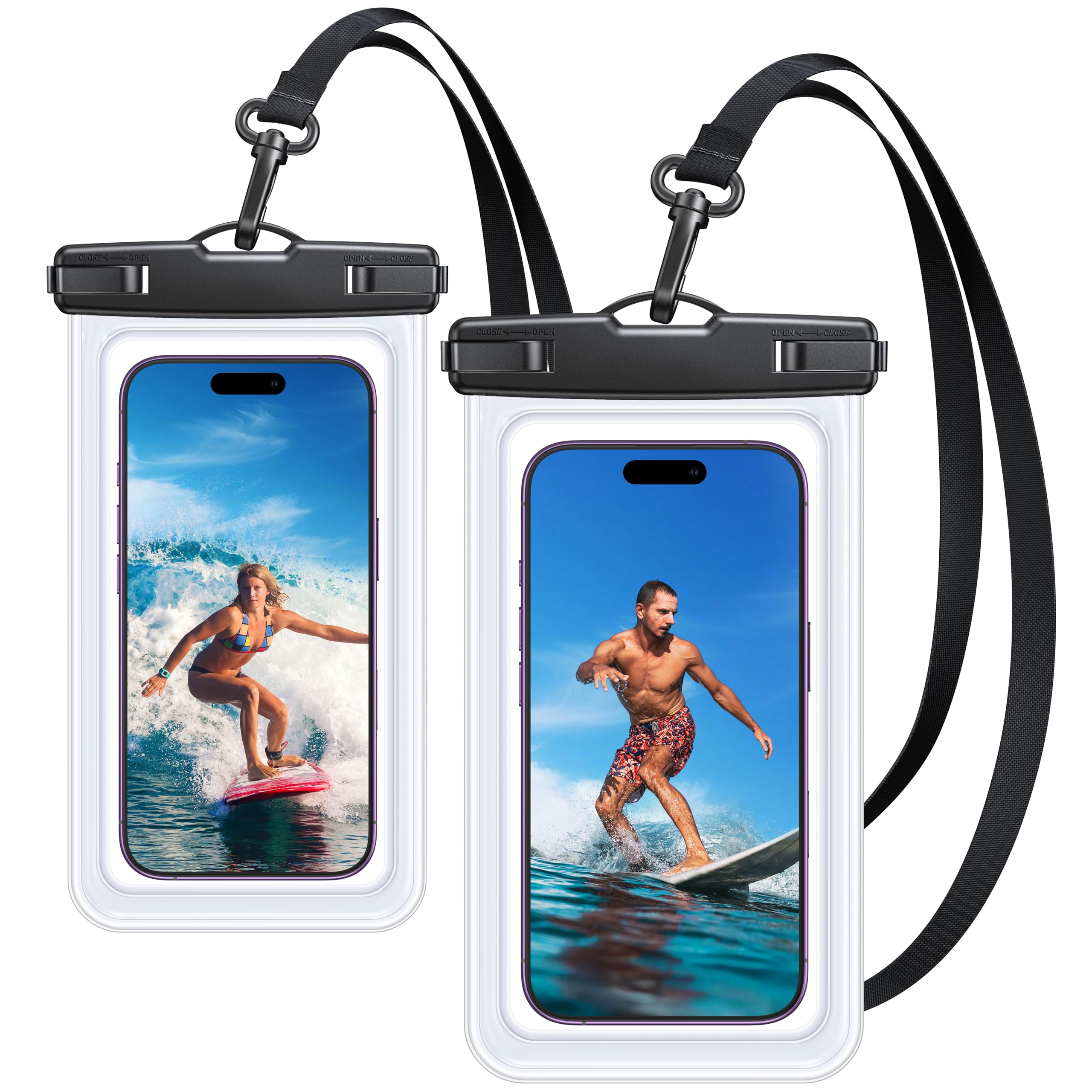 Photo 1 of ?2 Pack?Coolpow Waterproof Phone Pouch?Easy Lock & Heavy Duty?IPX8 Water Proof Cell Phone Dry Bag for Beach Vacation Waterproof Phone Case With Lanyard Protector for iPhone 17 Samsung All 4-7" Phone