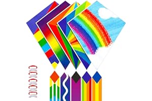 YNANIMERY 5 Pack Kites - Kites for Kids & Adults, Colorful Butterfly/Rainbow Diamond Kites for Kids Ages 4-8 8-12, Easy to Assembled & Fly Kite for Beach Outdoor Games & Beginner