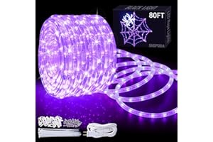 SHGPODA 80ft LED Black Light Rope Lights Strip Waterproof 864 LEDs Flexible Cuttable Blacklight Strip 110V Connectable for Glow Party Birthday Halloween Stage Fluorescent Party Home Decoration