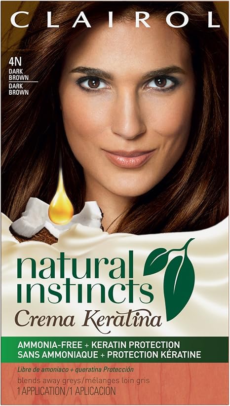 Clairol Natural Instincts Cream Keratina Hair Color Dark Brown 4