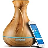 Sierra Modern Home Smart WiFi Wireless Essential Oil Aromatherapy Diffuser - Works with Alexa & Google Home – Phone App & Voice Control - 400ml Ultrasonic Diffuser & Humidifier - LED & Timer Settings