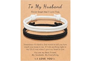 UNGENT THEM Adjustable Rope Couples Bracelets for Men, Boyfriend, Girlfriend, Soulmate, Husband, Wife - Anniversary Valentines Day Birthday Christmas Gift for Him and Her