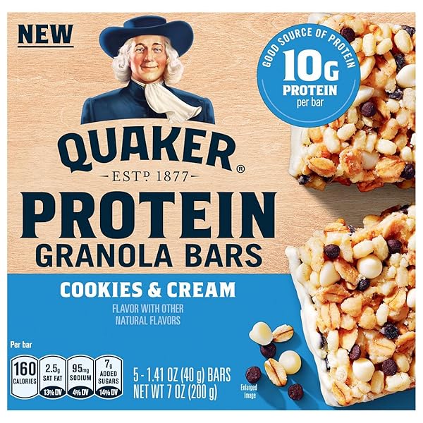 QUAKER, PROTEIN COOKIES AND CREAM GRANOLA BARS, 7...
