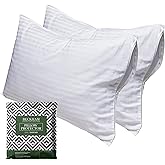 Beckham Hotel Collection Queen Size White Pillow Protector with Zipper Set of 2, Soft and Breathable Cotton Pillow Protector 