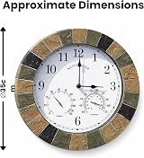 HomeZone Outdoor 38cm Clock and Thermometer Garden Wall Clock view 2
