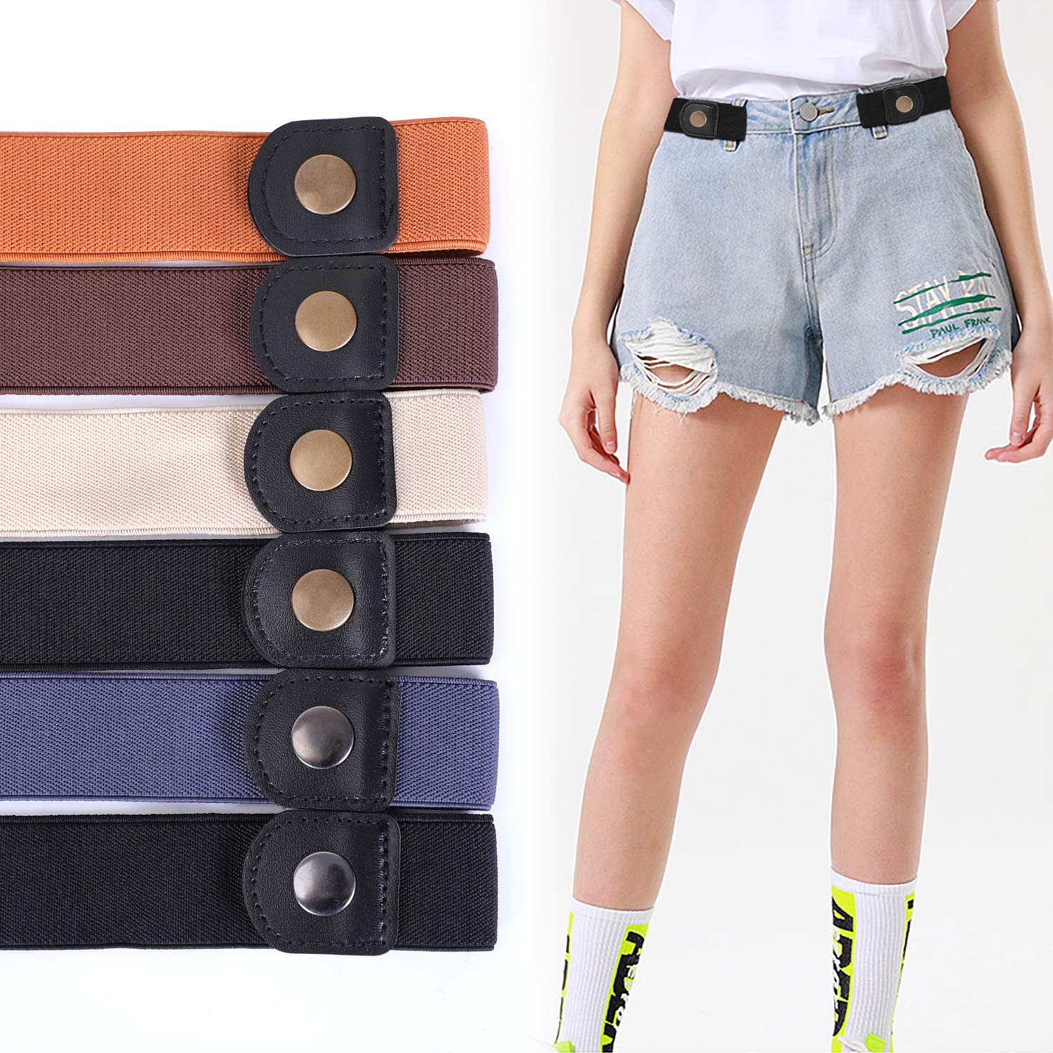 XZQTIVE Elastischer Gürtel Damen Unsichtbarer Gürtel Für Jeans by Hosen Justierbar Stretchgürtel Dehnbarer Gürtel für Herren ohne Schnalle gürtel,T Black,Bundweite 84-120cm