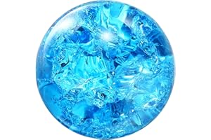 uxcell 40mm/1.6" Crystal Sphere Ball Ice Cracked Glass Solid Decorative Sphere Crystal Ball Prop Ornament for Feng Shui Divination Fortune Telling Tabletop Fountain Decoration, Lake Blue