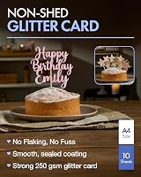 Italian Options Non-Shed Glitter Cardstock A4 250gsm Bright Lemon 10 Sheets view 2