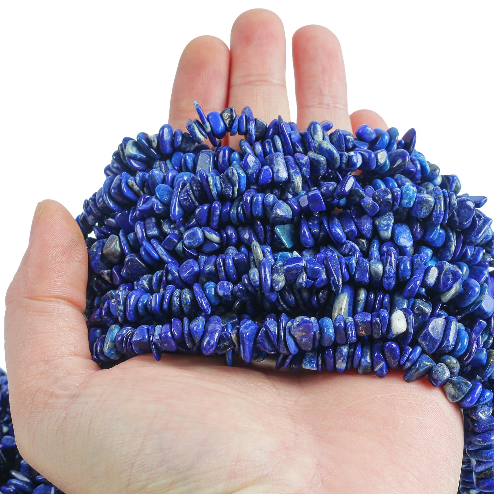 Lovionus89 150 CM Lapis Lazuli Irregular Shaped Crystal and Healing Tumbled Chip Stone Beads for Jewelry Making