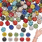 PH PandaHall 100pcs Rhinestones Beads 10 Colors 6mm Polymer Clay Crystal Bead Pave Disco Ball Bead Sparkle Diamond Beads for Jewelry Making Necklace Bracelet Keychain