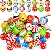 40 Pcs 16 Styles Christmas Stress Balls,1.6" Mini Relief Stress Ball,Funny Foam Squeeze Balls for Party Favors,Stocking Stuffers,Gifts,Goodie Bag Fillers