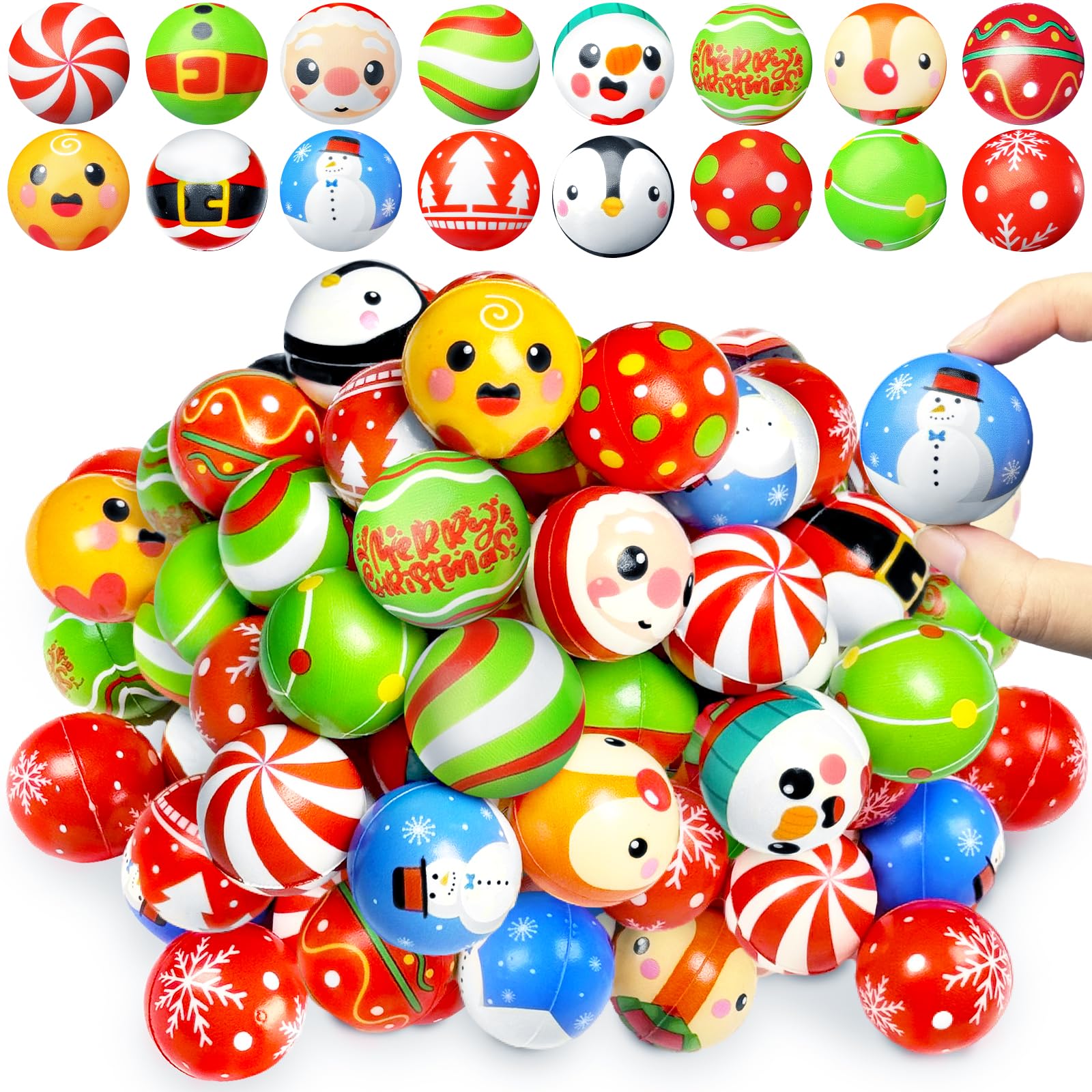 Photo 1 of 40 Pcs 16 Styles Christmas Stress Balls,1.6" Mini Relief Stress Ball,Funny Foam Squeeze Balls for Party Favors,Stocking Stuffers,Gifts,Goodie Bag Fillers