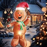 Mimi Funn 6FT Christmas Inflatable Gingerbread Man, Cute Christmas Blow Up Yard Decorations with Build-in LEDs for The Yard, Lawn, Garden