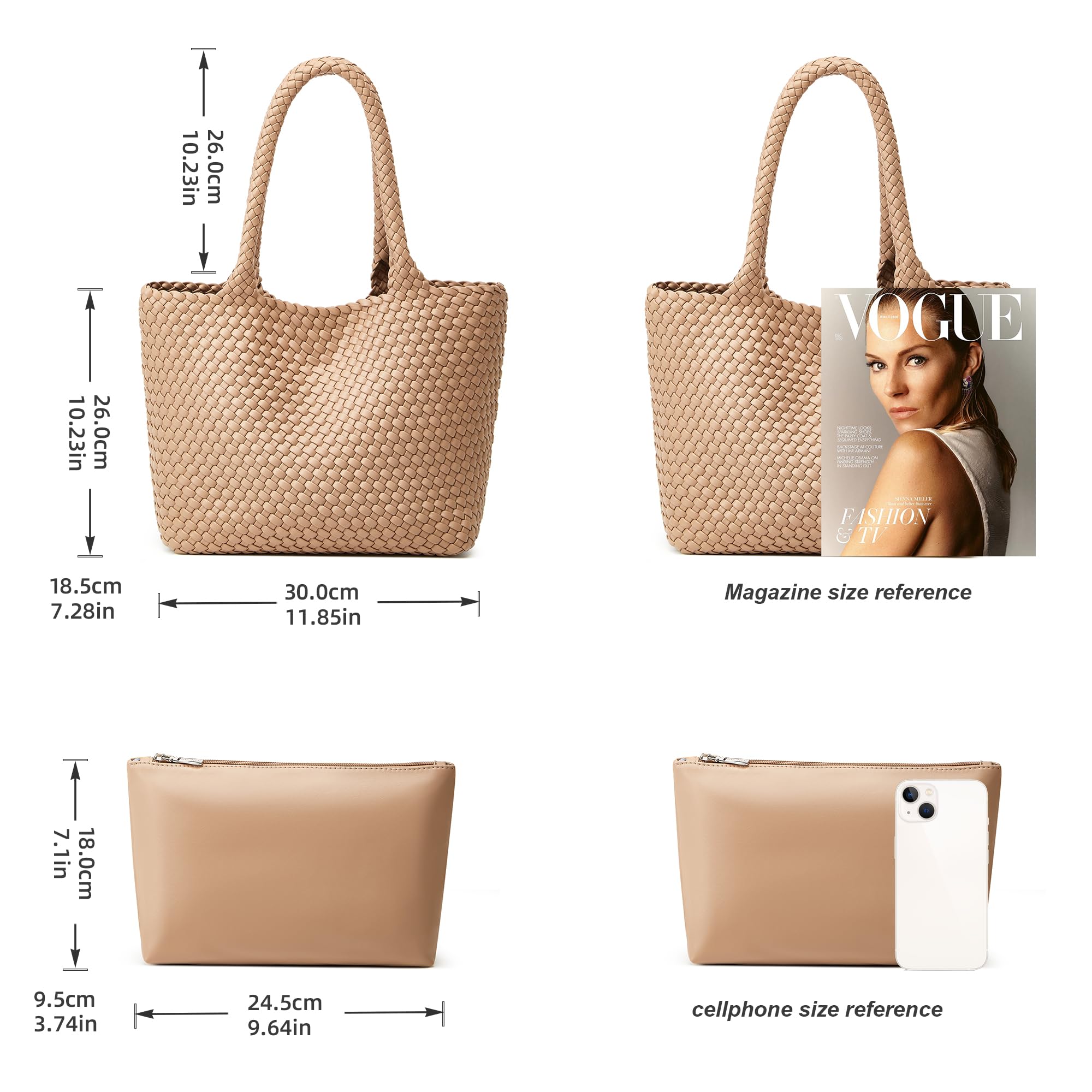 BOYATU Woven Tote Bag Womens Purse: Vegan Leather Shoulder Handbags - Fashion Summer Beach Tote Bags - Large Travel Totes