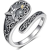 Peireara Turquoise Spoon Rings for Women - 925 Sterling Silver Western Adjustable Thumb Rings Native American Jewelry Gifts for Mom Wife Best Friend or Her Size 5-9