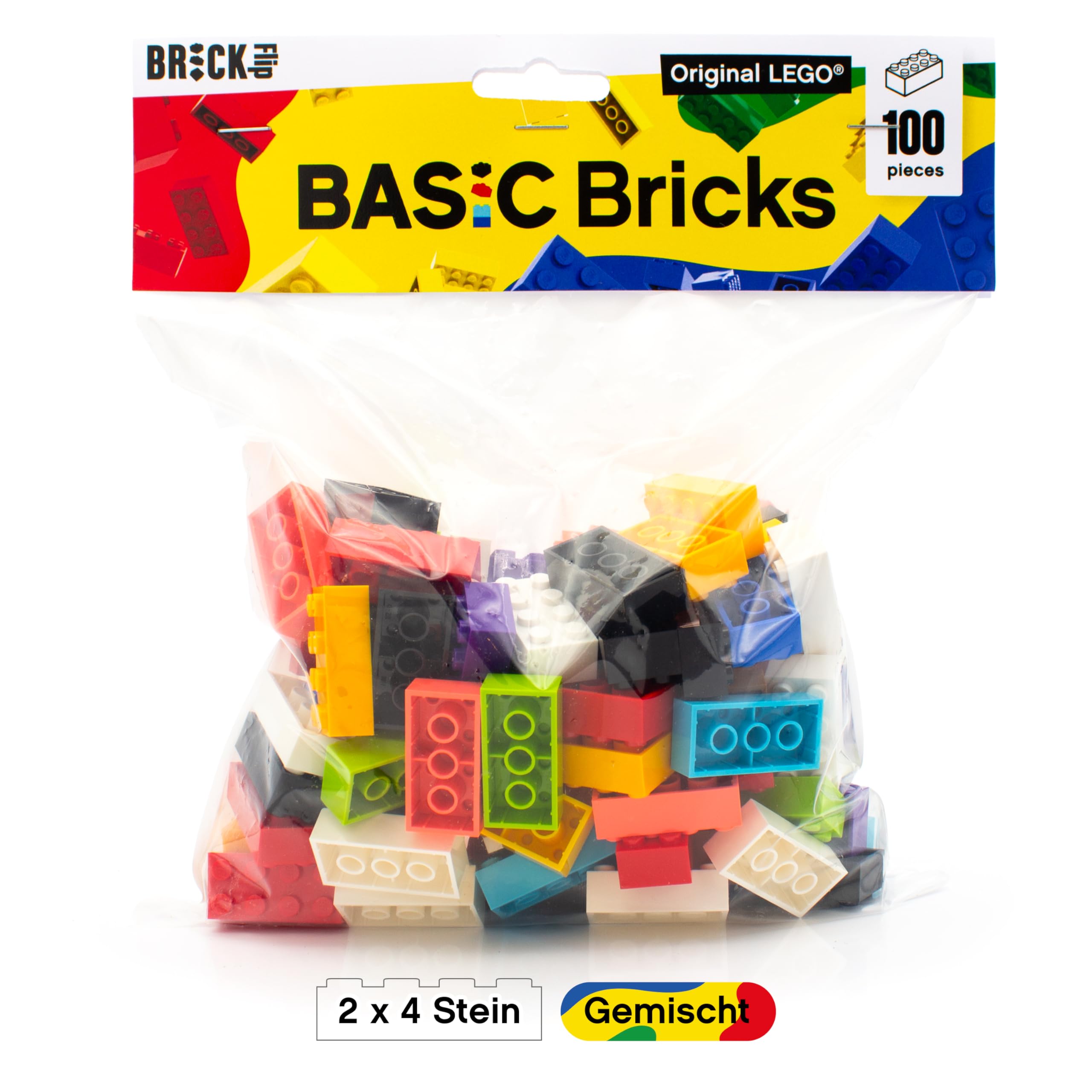 LEGO Steine 2x4 Bunt, 100 Stück - Einzelne LEGO Bausteine XXL, Grundbausteine für Legoplatten und Bausteine Classic Box, 8er Legosteine Classic ab 4 Jahre | Basic Bricks (3001) 6