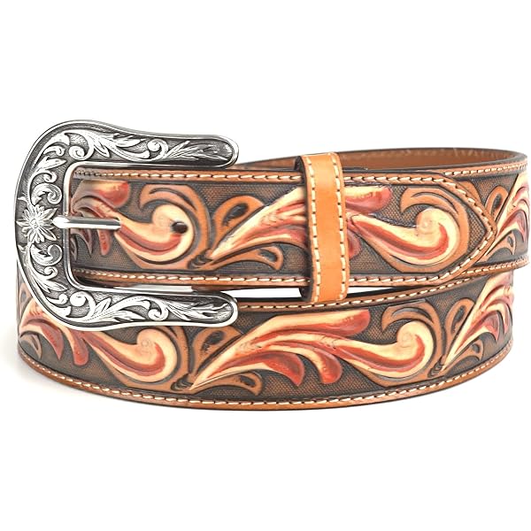 6733 Women\'s Calf Hair Underlay Red Flower Belt, Tan Amazon.com: ARIAT Women main image 4