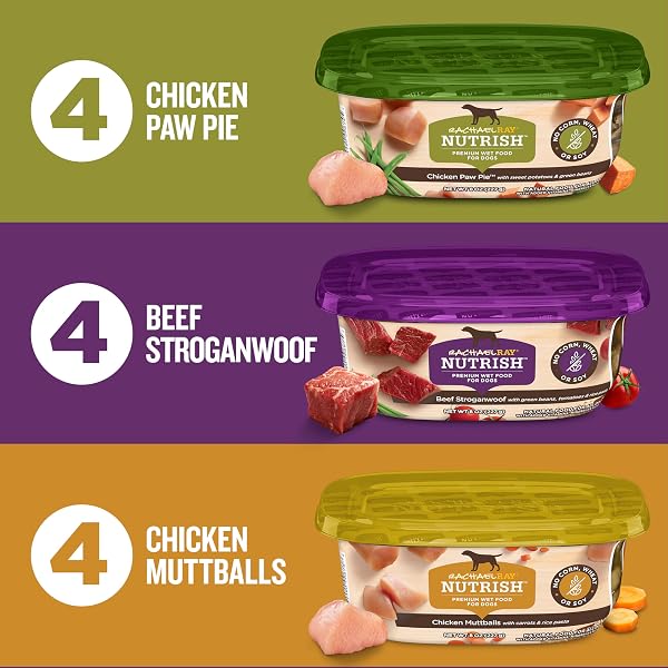 NUTRISH RACHAEL RAY WET DOG FOOD VARIETY PACK HEARTY RECIPES, 6-8 OZ. TUBS, 2 COUNT
