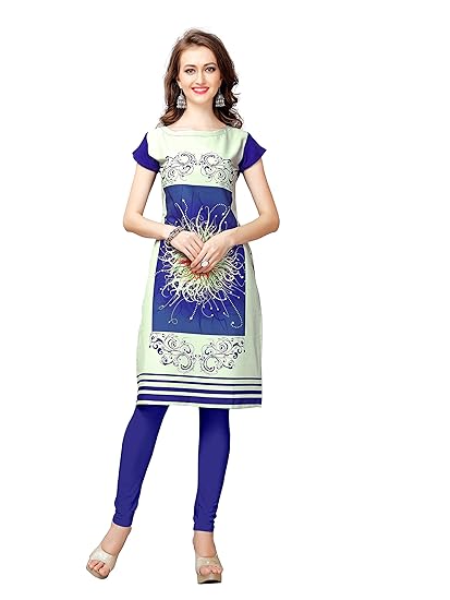 Womens Polyester Saree (kurtix1_Blue & White)