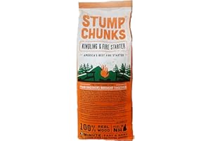 STUMPCHUNKS Stump Chunks: SC-15 1.5 Cu Ft Kindling & Fire Starters - Natural Fire Kindling Wood Sticks & Firewood Starter - Firestarter Sticks from Recycled Tree Stumps - Large Bag