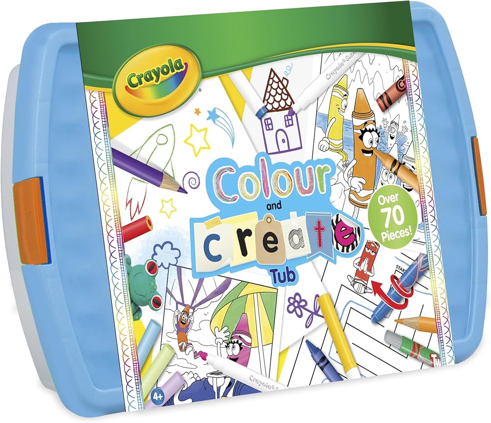 CRAYOLA Colour and Create Tub Art Set 90+ Pieces Crayons Markers Pencils