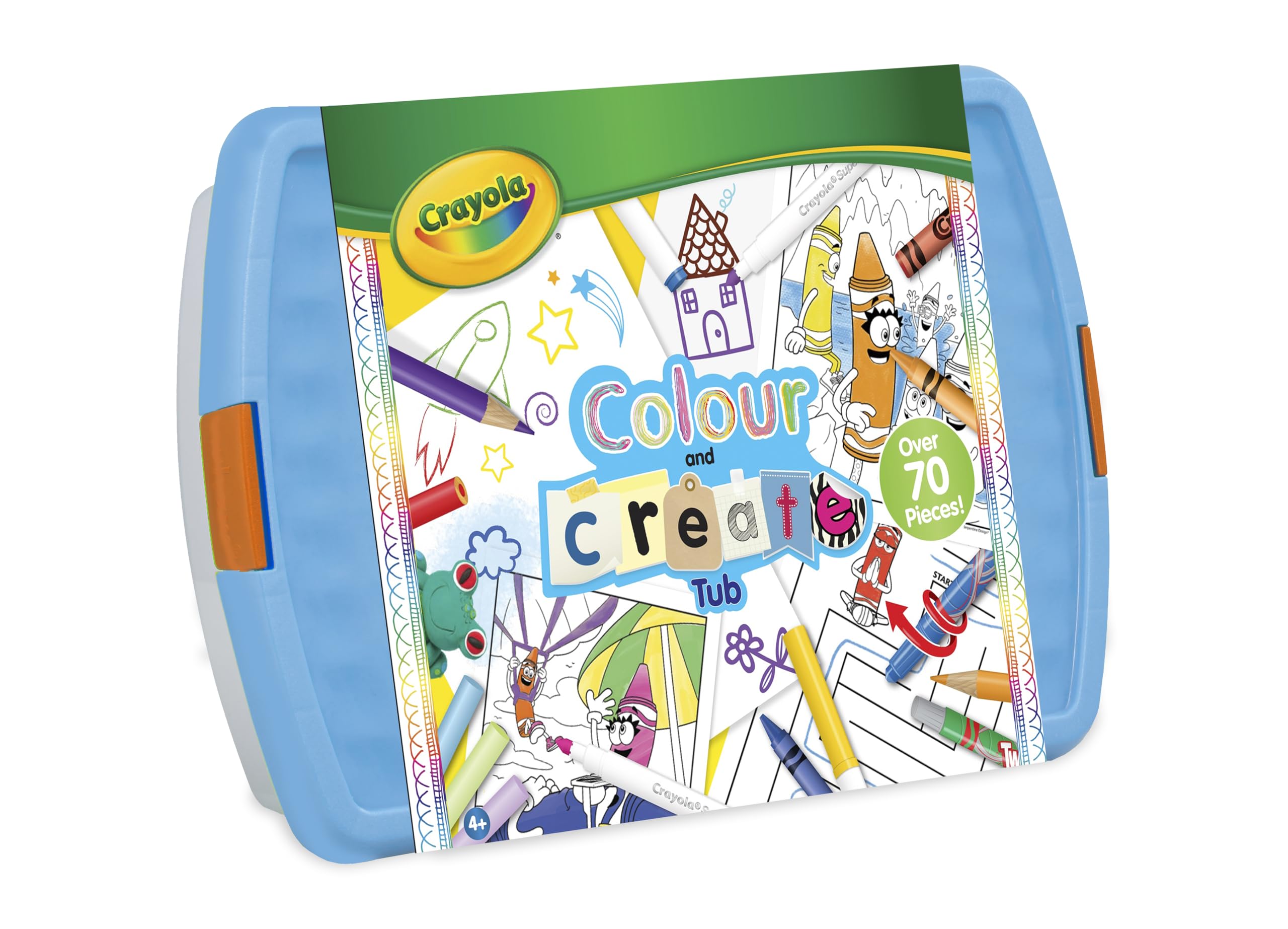CRAYOLA Colour and Create Tub - Including Crayons, Markers, Pencils, Pens, Chalks, Colouring Book and Stickers, Kids Arts and Crafts, Ideal for Kids Aged 4+