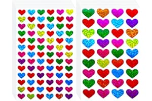 WAYNODA WINORDA 40 Sheets Glitter Heart Stickers Colorful Decorative Love Stickers Self-Adhesive Sparkle Heart Stickers for Scrapbooking or Crafting Valentine's Day Love Embellishment