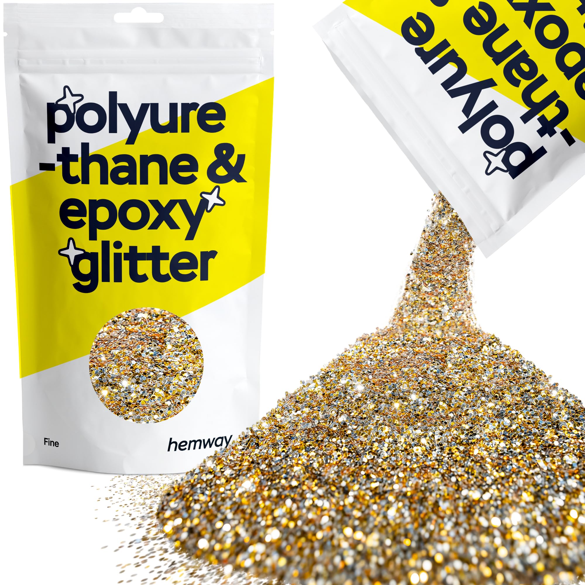 Hemway Resin Glitter Gold Silver 100g Fine | Polyurethane & Epoxy Glitter for Resin Crafts, Tumblers, Coasters, Floor & Table Art โ image 1