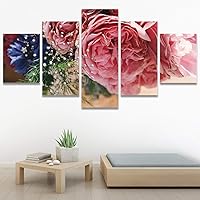 SIGNWIN 5 Panel Canvas Wall Art Pink Arrangement for Home Decorations Ready to Hang - 60
