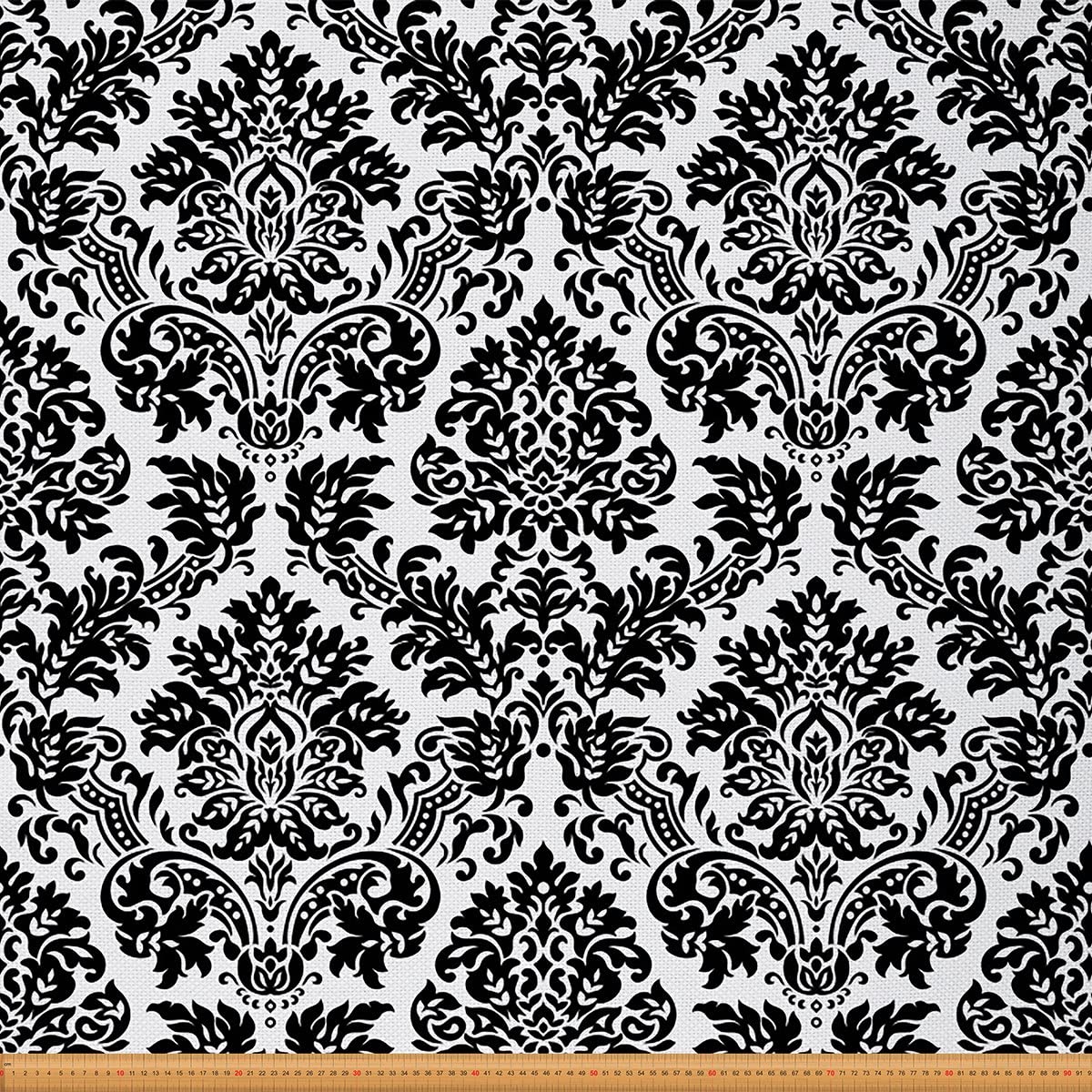 Damask Fabric by The Yard,Vintage Style Classical Fabric for Chairs,Boho Baroque European Floral Fabric for and Home DIY Projects,2 Yards,(L184*W150cm) White and Black