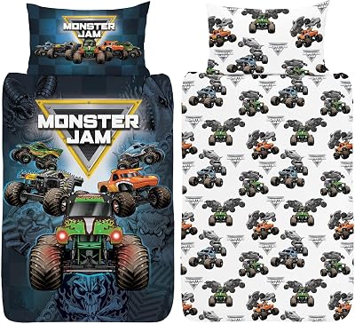 Monster Jam Single Duvet Cover Grave Digger Max-D Megalodon Dragon El Toro Loco