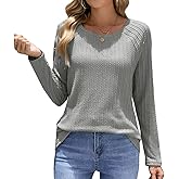 Anygresst Womens 2025 Fall Fashion Long Sleeve Tops Lightweight Trendy Shirts Crewneck Knit Basic Tee
