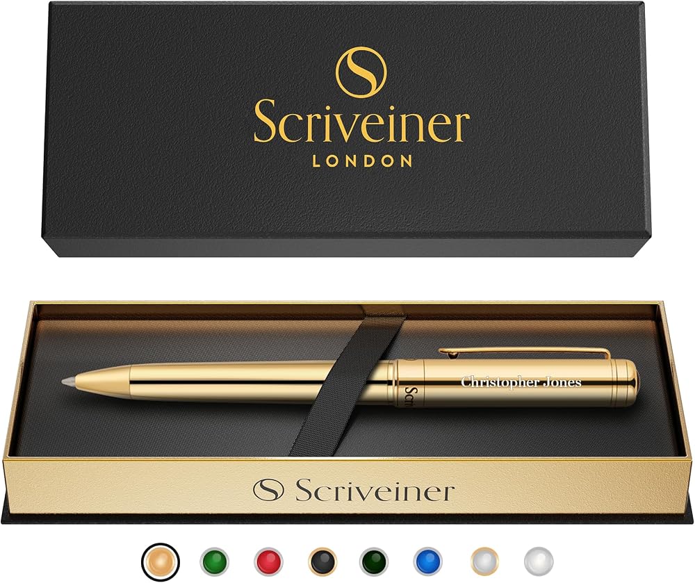 Scriveiner Personalised Gold Plated Ballpoint Pen with Schmidt Refill