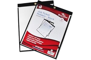EnvyPak Job Ticket Holders - 9"x12" - Pack of 30 (Black) Top-Loading with Eyelet for Hanging