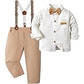 Volunboy Boys Clothes Set Toddler Wedding Ring Bearer Outfits Formal Gentleman Bowtie Suspenders Pants Set Dress Suits