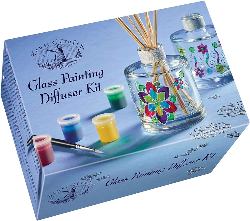 House of Crafts Glass Painting Diffuser Kit Multicolour with 2 Bottles