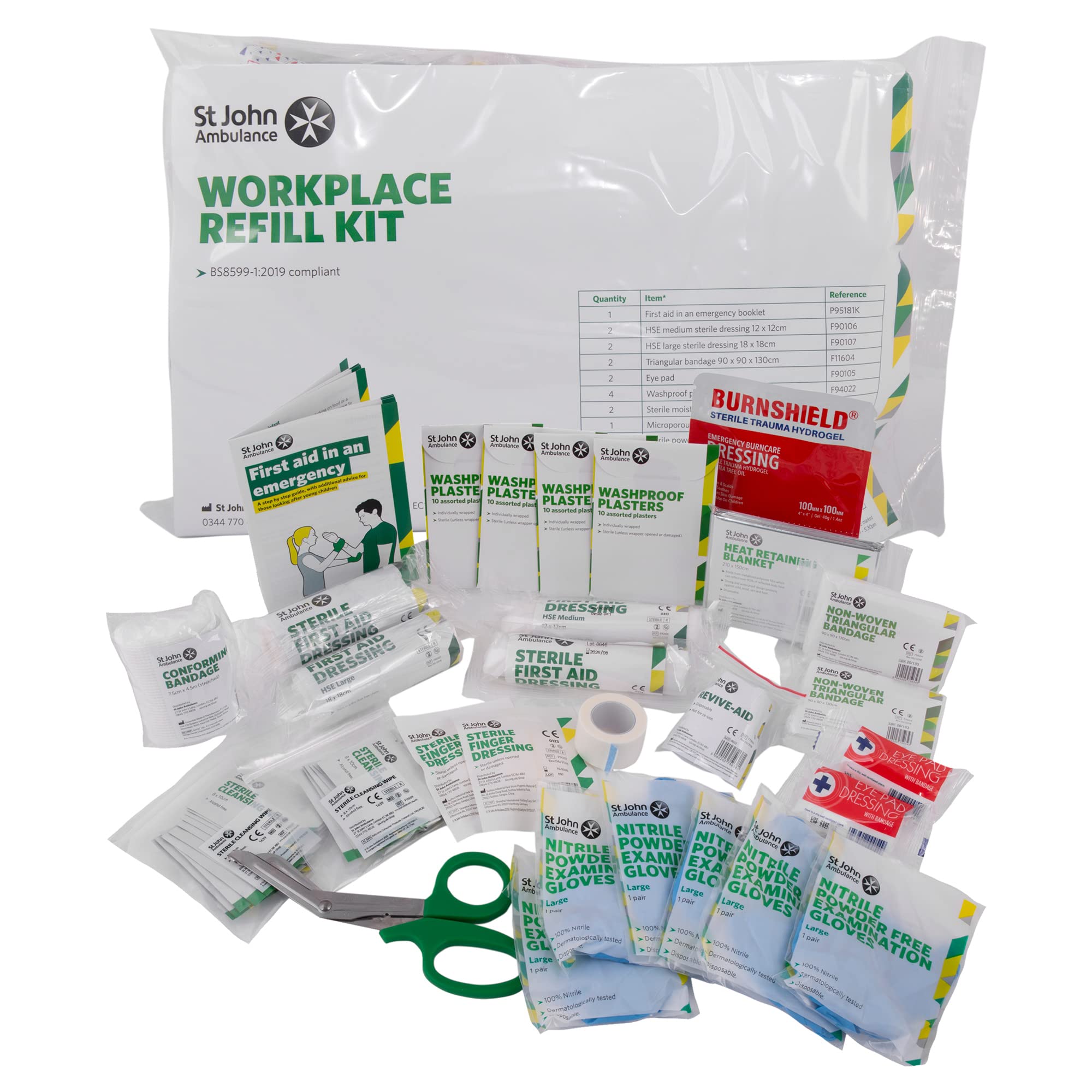 St John Ambulance BS 8599 Compliant Workplace First Aid Kit Refill
