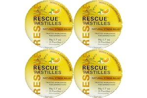RESCUE Bach PASTILLES, Orange and Elderflower Flavor, Natural Stress Relief Lozenges, Homeopathic Flower Essence, Vegetarian, Gluten & Sugar-Free, 4 Count