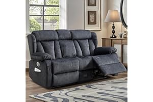 DUNELLA Home Theater Seating Love Seat Recliner, Reclining Loveseat, 2 Seater Sofa with USB A/USB C/AC Charging, Cup Holders for Living Room RV Furniture (Grey, Loveseat Sofa with Console)