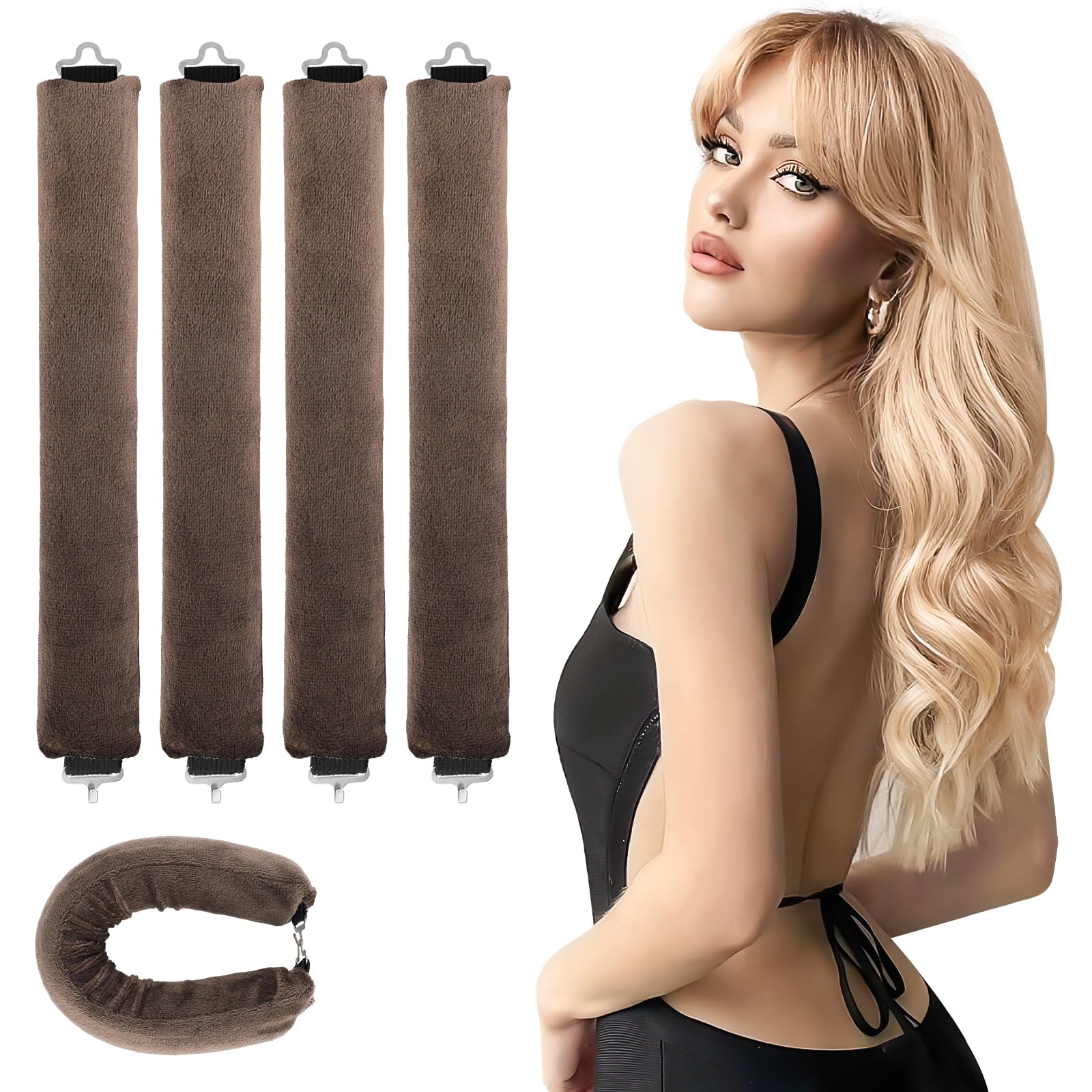 4pcs Hair Rollers,Heatless Blowout Hair Curlers for Long Hair,No Heat Curls to Sleep for Curl Rods,Heatless Curling Rod for All Hair Types,Lazy Curlers DIY Hair Styling Tools