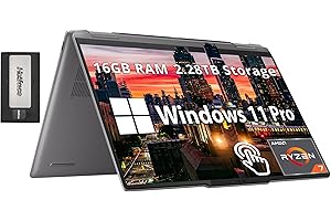 Lenovo Yoga 7 2-in-1 14" 2K Touchscreen Laptop, AMD Ryzen 7 8840HS, 16GB LPDDR5, 2.28TB Storage(2TB SSD +288GB Docking Statio