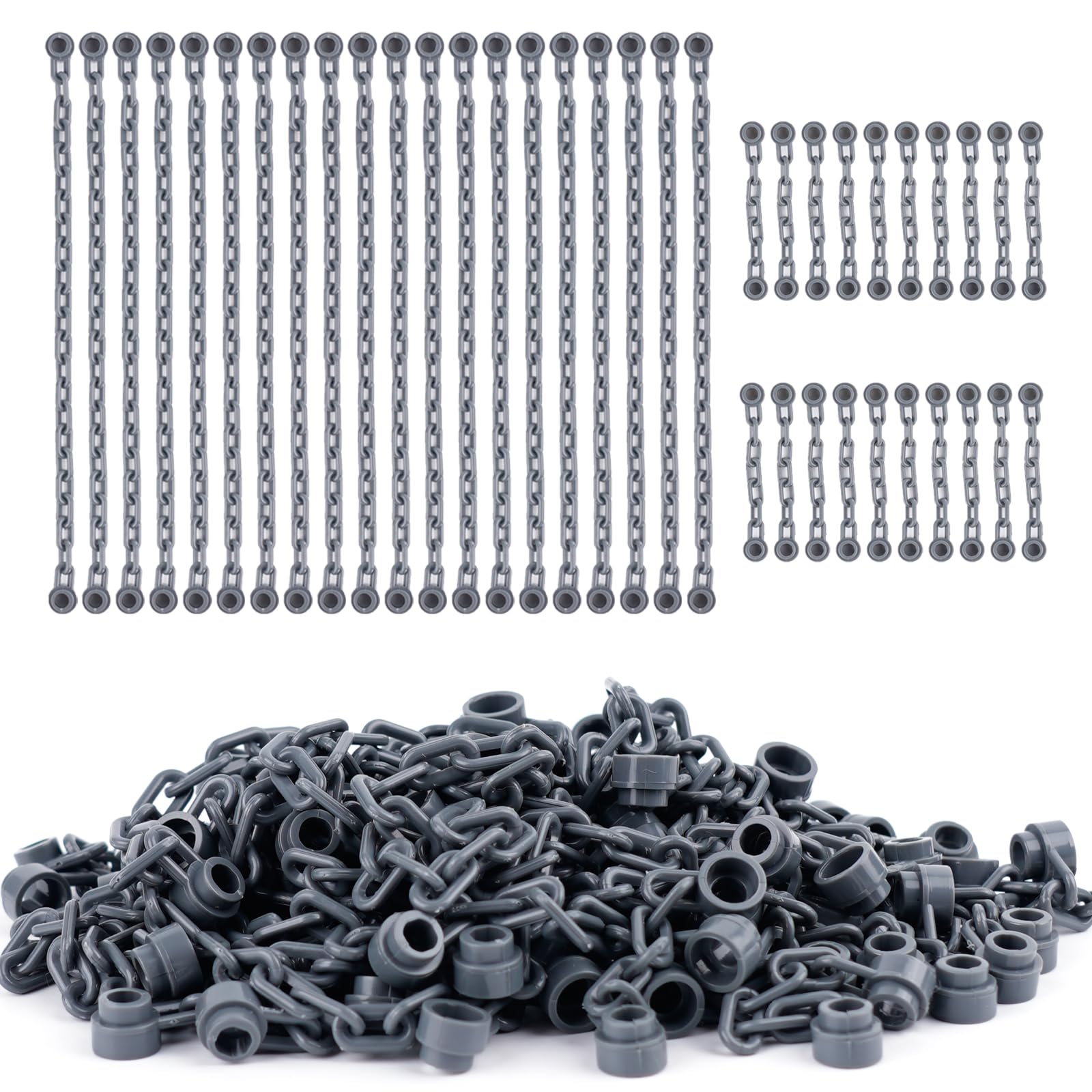 Photo 1 of WSRYLTCH Chain Link Rope Accessories Pieces - 20pcs 21 Link and 20pcs 5-Link Chain Bricks Bulk Parts Building Block Sets Dark Gray
