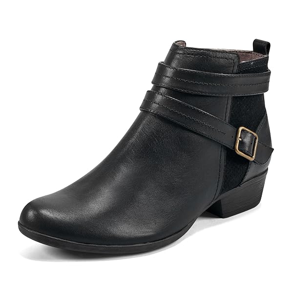 ROCKPORT WOMENS CARLY STRAP ANKLE BOOT, BLACK, 6.5...