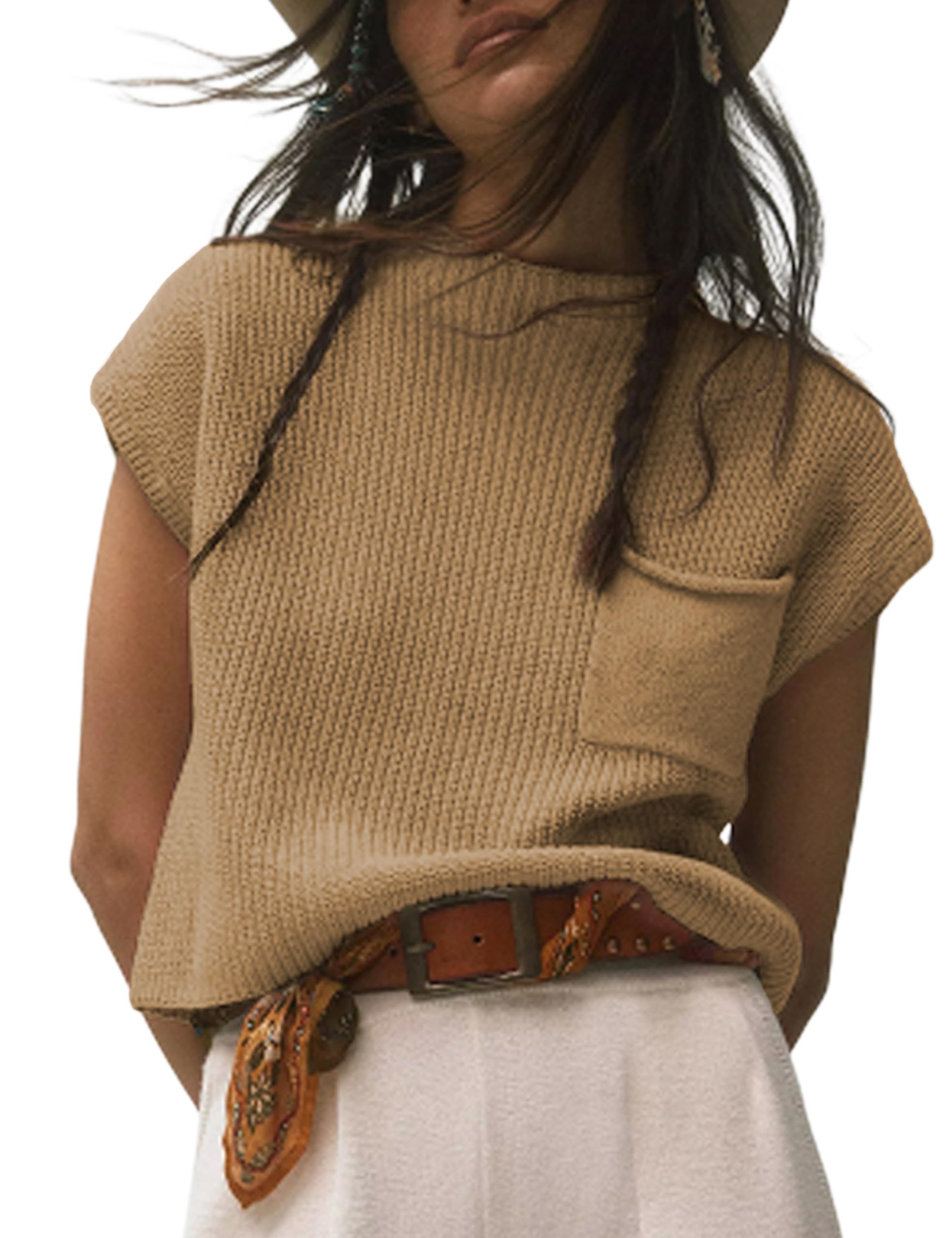 Himosyber Women's Solid Sleeveless Vest Mock Neck
