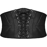 SANSTHS Wide Elastic Lace-up Tied Waspie Belt for Dresses,Corset Waist Belt for Women Halloween Costume
