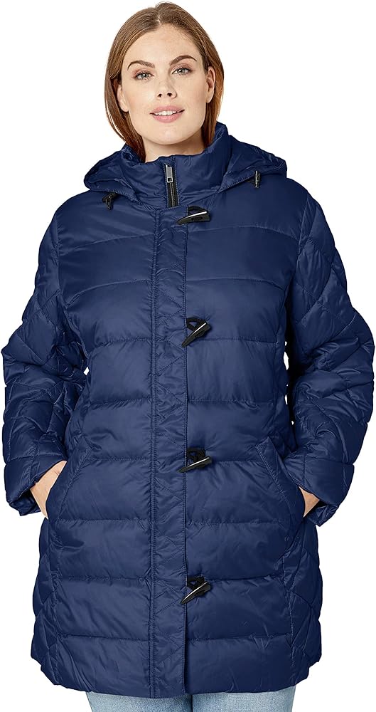 navy padded coat with hood