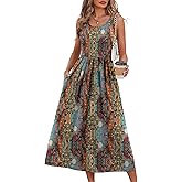 WIHOLL Summer Dresses for Women Flowy Casual Midi Dress Beach Vacation Sundresses with Pockets