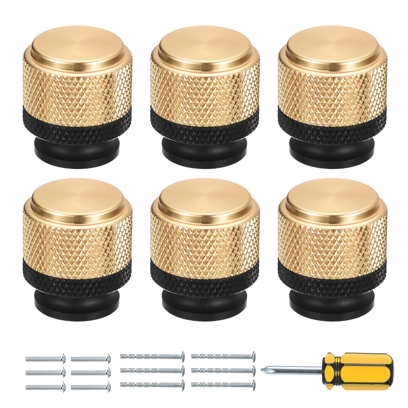 Uxcell Cabinet Knobs 6-Pack, Round Drawer Knobs Aluminum Cabinet Door Knobs for Cabinet Handles Cupboard Dresser Drawer Pull Oxidation Finish Black