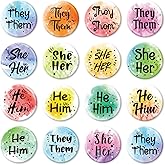 Dingion 120 Pcs Pronoun Badges Pins Gender Identity Pins Bulk Round They Them She Her He Him Cute Buttons for Shirt Clothes(Classic Style)