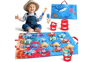 Jerryvon Toys for 1 Year Old Boys Girls - Montessori Toddler Toys with 24PCS Cloth Fishing Game Montessori 1 Year Old Boy Toy